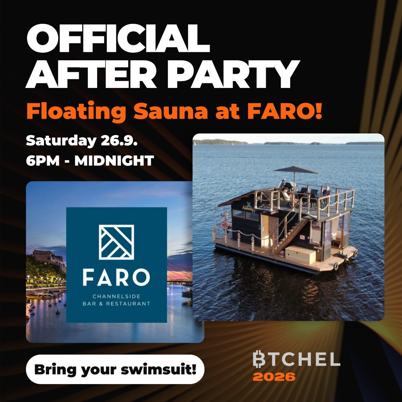 Official BTCHEL after-party: Floating Sauna at Faro event artwork